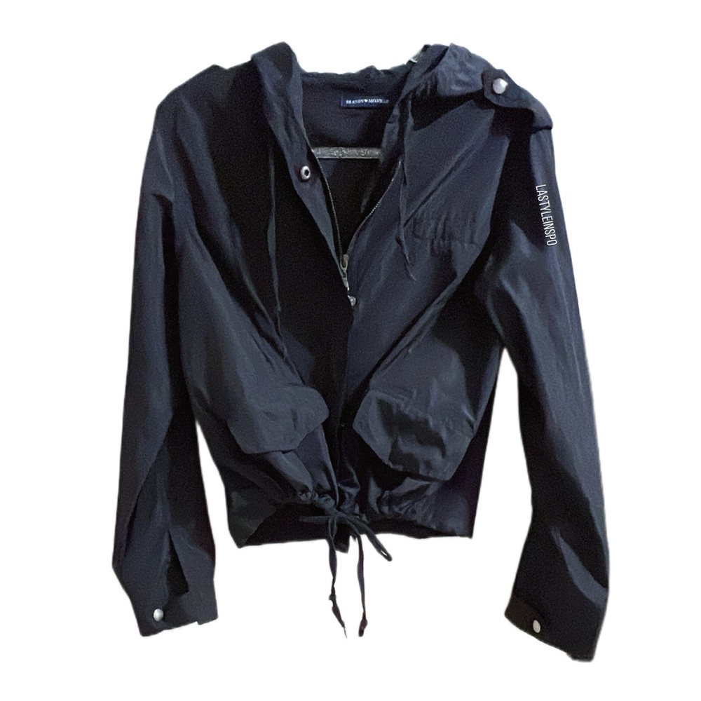 Brandy Melville Jacket Hooded Waterproof Black One Size